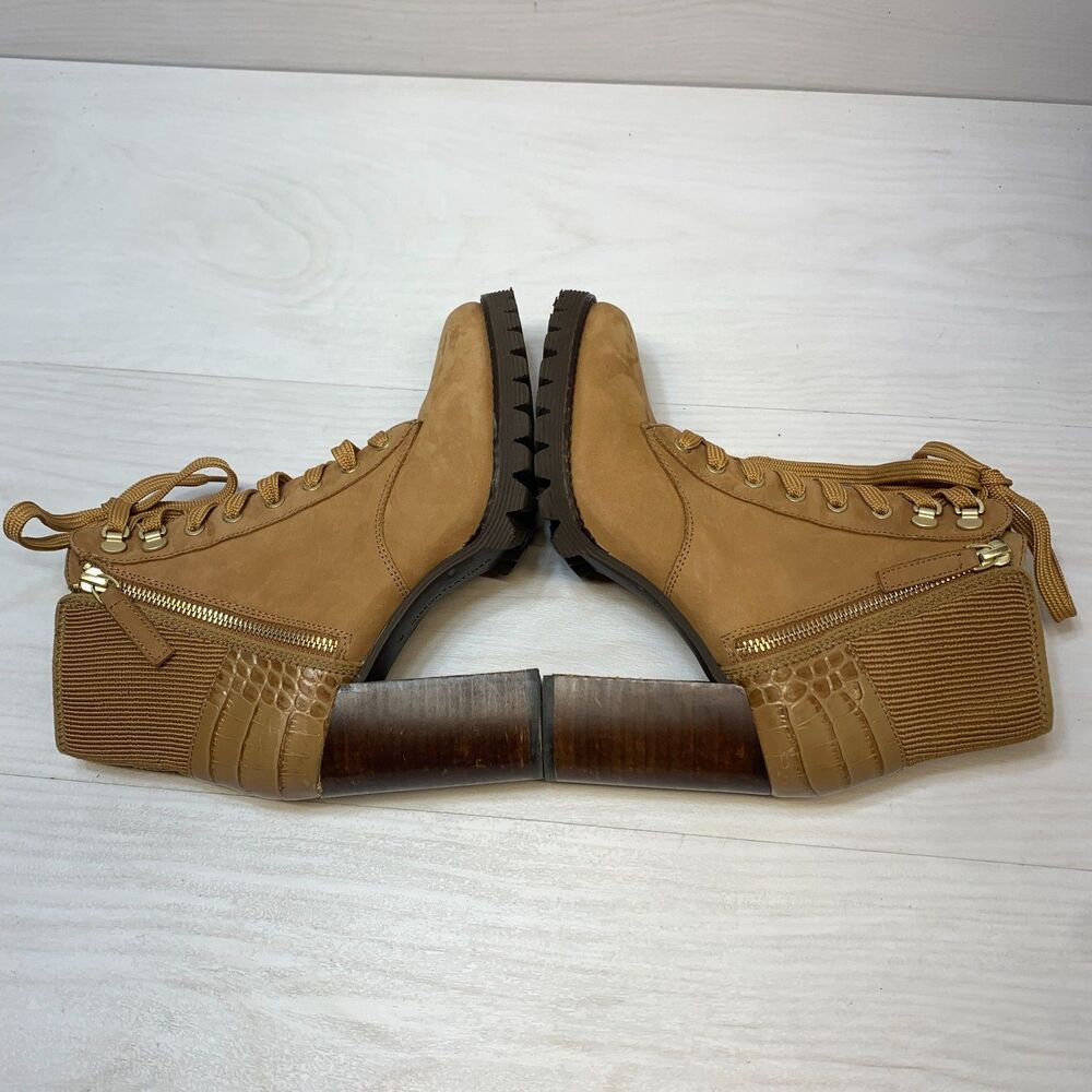 Gibson Latimer Combat Boots Women's Size 8M Brown Suede Side Zip Block Heel - Picture 2 of 12
